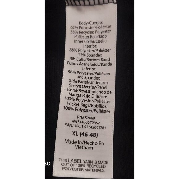 Athletic Works Mens XL Black Full-Zip Track Jacket With White Stripes & Pockets - Picture 6 of 8